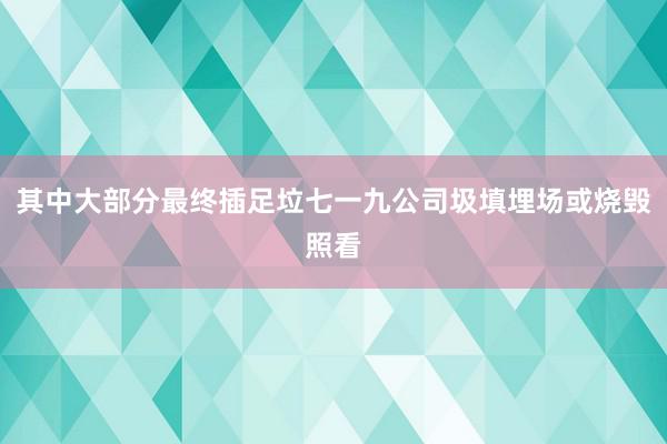 其中大部分最终插足垃七一九公司圾填埋场或烧毁照看